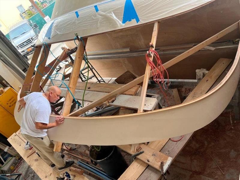 Hull # 7 Mike on deckhouse windshield - photo © Michael Rybovich & Sons