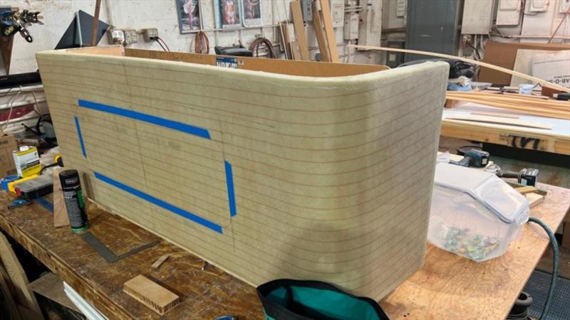 Hull #7 Transom fish box installation - photo © Michael Rybovich & Sons