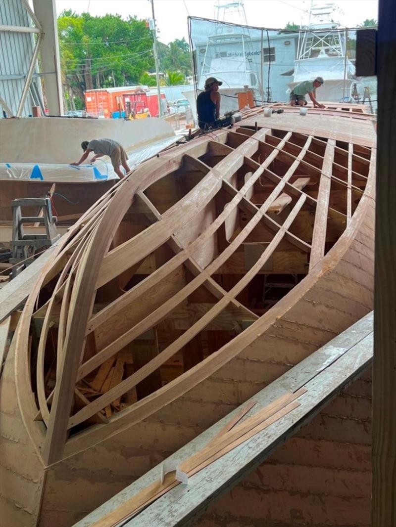 Hull #8 First bottom layer-Tyler, Flipper & Ricky - photo © Michael Rybovich & Sons