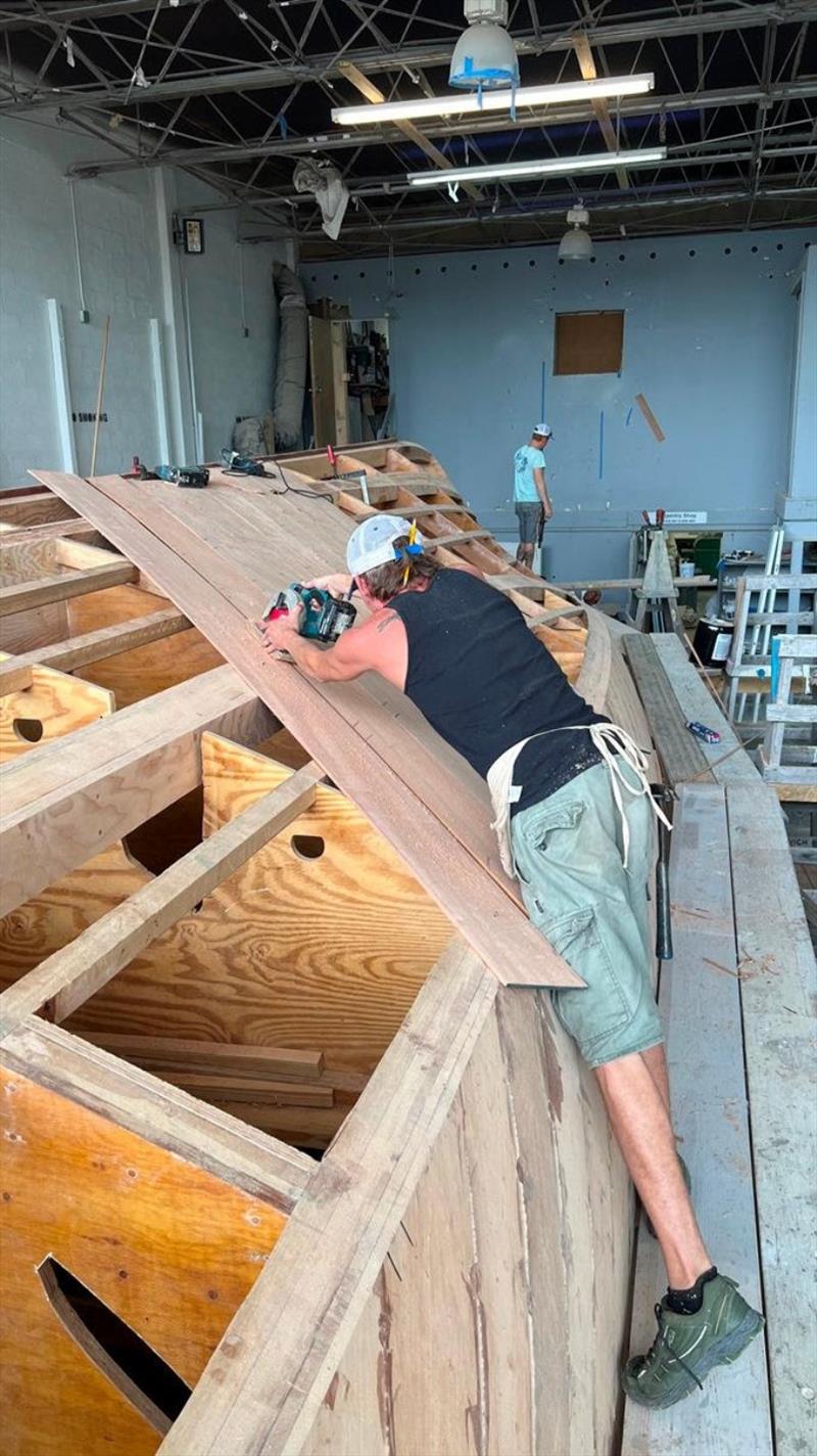 Flipper planking Hull #8 bottom - photo © Michael Rybovich & Sons