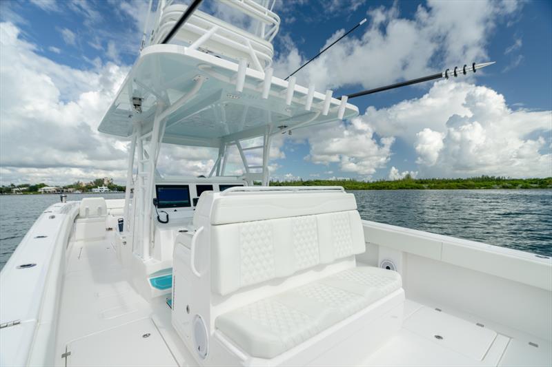 Flat deck - crucial for fishing and general entertainment - Invincible 37 - photo © Invincible Boats