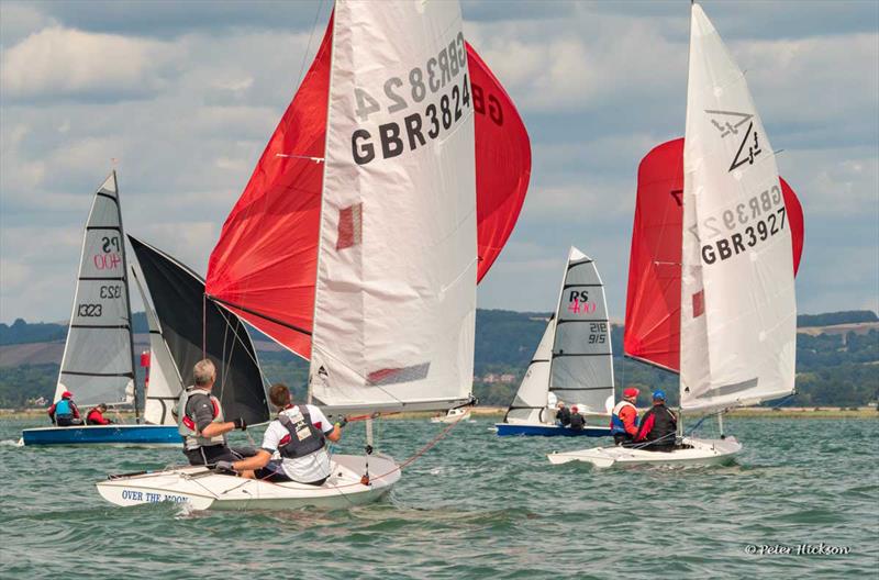 Flying 15s cross RS400s at Chichester Harbour Race Week 2017 - photo © Peter Hickson