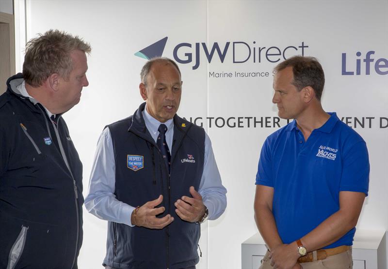 (l-r) Jez Entwistle, Brian Robson & Mark Jardine at the new RNLI and GJW Direct Lifejacket Clinic association announcement photo copyright Tim Olin / www.olinphoto.co.uk taken at  and featuring the  class