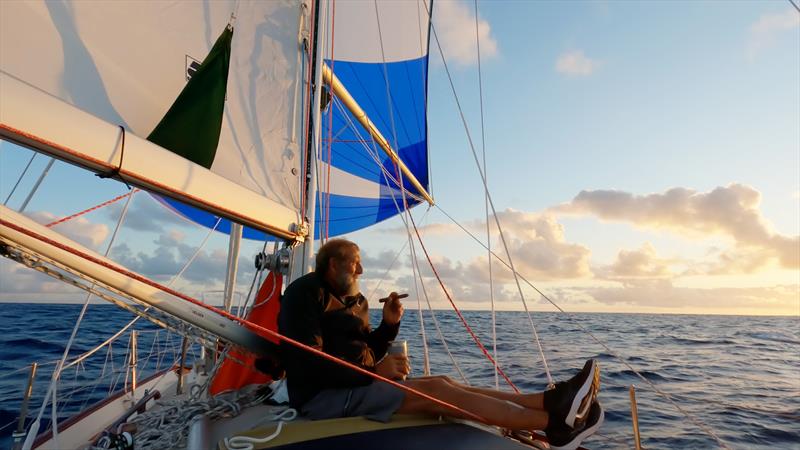 Guy deBoer enjoys a quiet sunset during the 2022 Golden Globe Race photo copyright Guy deBoer Collection taken at Bellerive Yacht Club and featuring the Golden Globe Race class