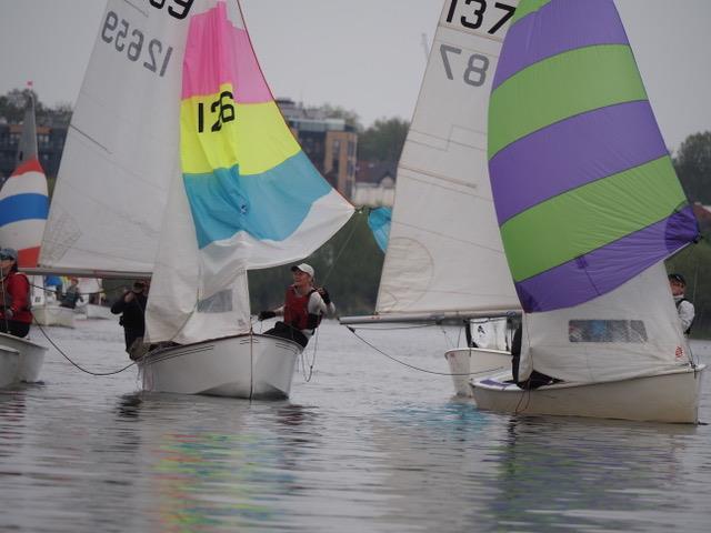 Jamie and Caro chase down the leaders with their Mark 1 GP14 during the GP14 Venetian Trophy at Welsh Harp photo copyright Luke Howard @WHSC taken at Welsh Harp Sailing Club and featuring the GP14 class