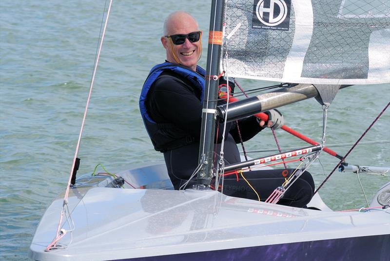 A jubilant Gavin Fleming in winning form - Hadron H2 Inland Championship at Queen Mary photo copyright QMSC taken at Queen Mary Sailing Club and featuring the Hadron H2 class