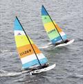 Hobie 16's Darren chasing Jess © SailsOnSwan
