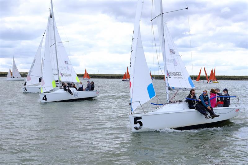 Hunter 707 fleet action on the opening day of Burnham Week 2021 - photo © Roger Mant