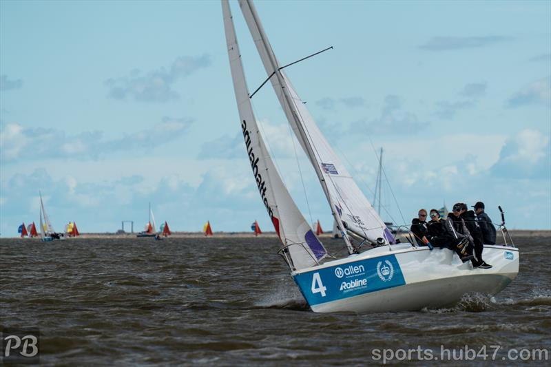 Flynn Davies, Niamh Davies, Ben Beasley and Juliette Letort sailing during Burnham Week 2026 - photo © Petru Balau Sports Photography / sports.hub47.com