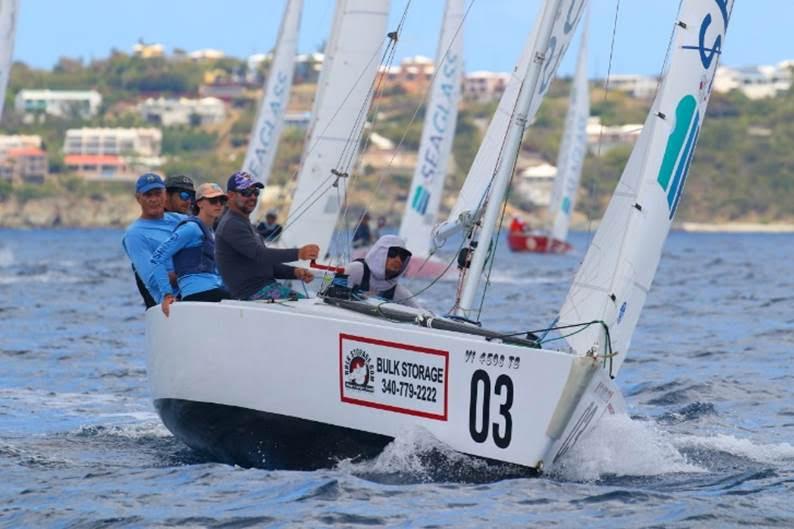 IC24 Class Winner Bill T. (l-r) Maruice Kurg, Cy Thompson, Emma Walters, Eric Cusin, Spencer LeGrande on day 3 of the 50th St. Thomas International Regatta photo copyright Ingrid Abery taken at St. Thomas Yacht Club and featuring the IC24 class