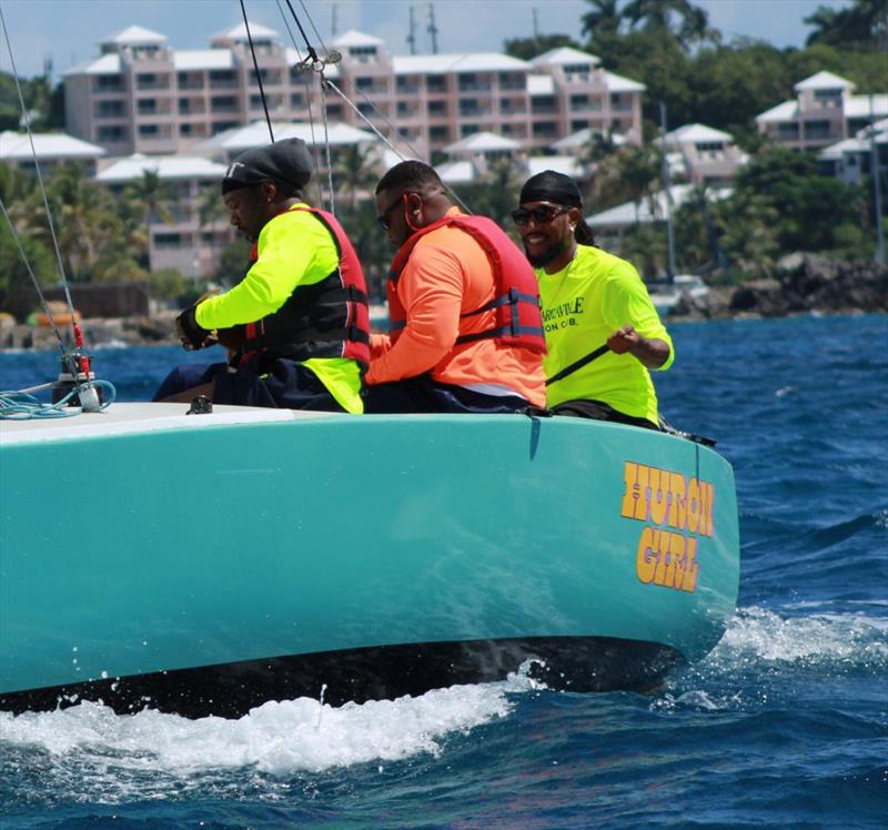 6th Annual USVI Hotel & Tourism Association Regatta - Team Margaritaville - L to R: Augustin Schneider, Toby Ferrell, and Alique Briggs photo copyright STSC / C Bareuther taken at St. Thomas Sailing Center and featuring the IC24 class