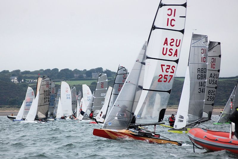 The main IC fleet start Race 4, now able to see where they are going on day 2 of the International Canoe Worlds at Pwllheli - photo © David Henshall