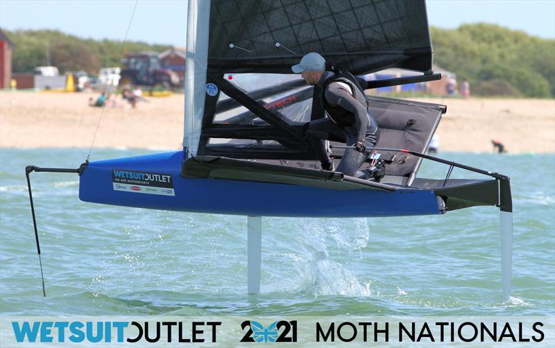 Dan Ward on day 3 of the Wetsuit Outlet UK Moth Nationals 2021 photo copyright Mark Jardine / IMCA UK taken at Stokes Bay Sailing Club and featuring the International Moth class