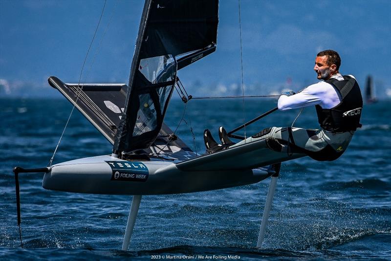 Giles Scott (UK) - 3rd place Moth class photo copyright Martina Orsini / We Are Foiling Media taken at Fraglia Vela Malcesine and featuring the International Moth class