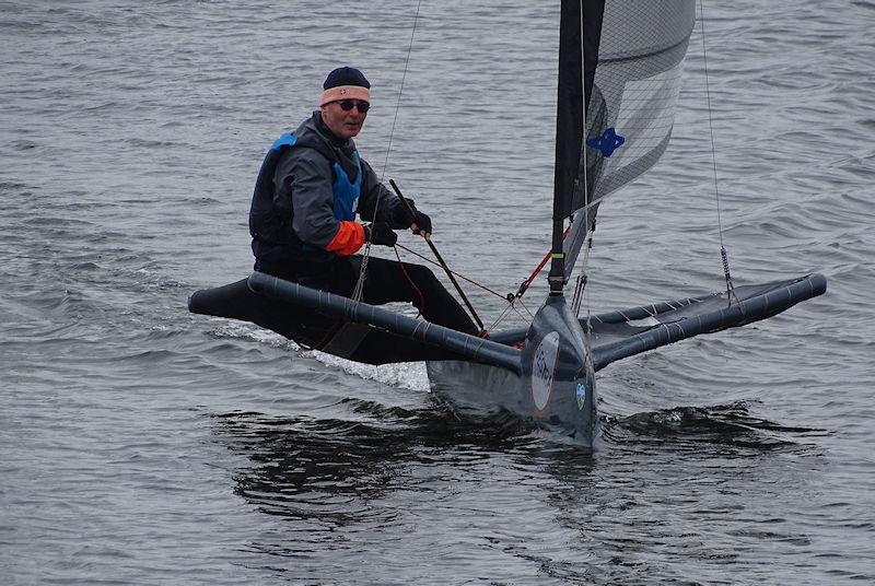 David Balkwill on Sestra, the naughty little sister of Little Wing photo copyright John Butler taken at Burton Sailing Club and featuring the International Moth class
