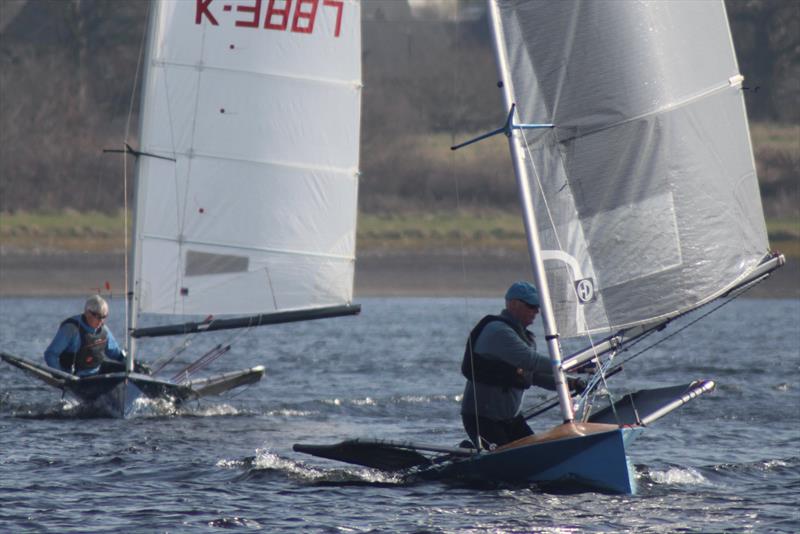 The elastic between the Magnum 6s - International Moth Lowriders Cobwebaway Breaker at Bartley photo copyright Tom Foxall taken at Bartley Sailing Club and featuring the International Moth class