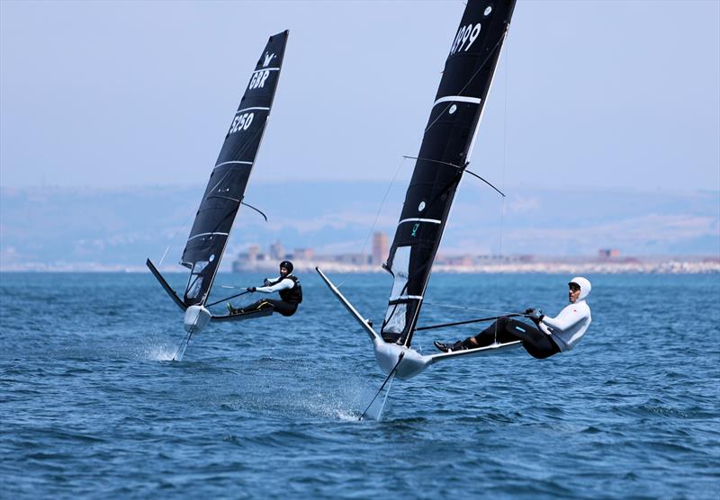 Wetsuit Outlet International Moth UK Nationals at the WPNSA Day 2 - GBR 4999 and GBR 5250 approach the windward gate in Race 2 - photo © Mark Jardine