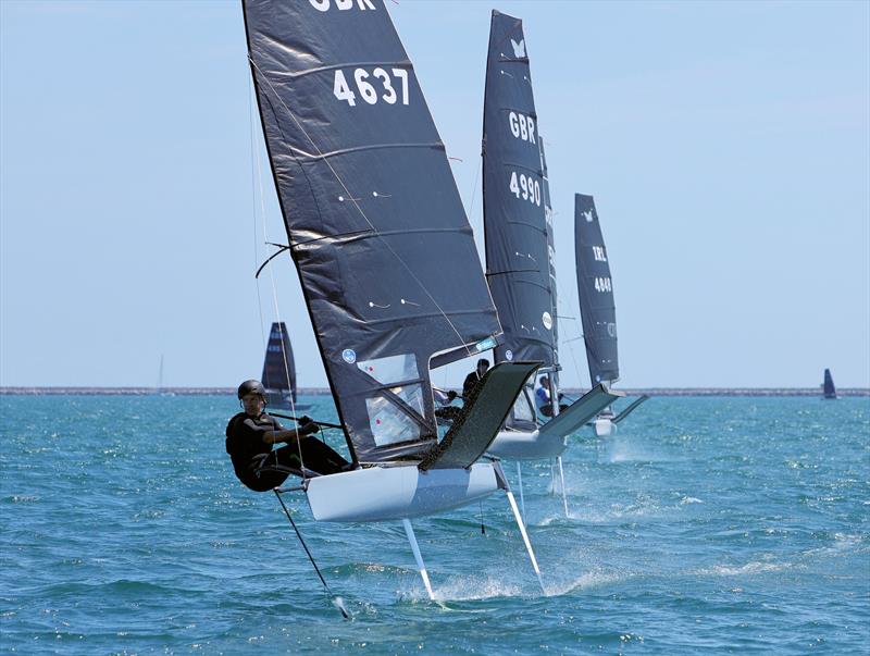 Wetsuit Outlet International Moth UK Nationals at the WPNSA Day 4 - GBR 4637 Paul Gliddon leads a group into the Race 12 leeward gate - photo © Mark Jardine