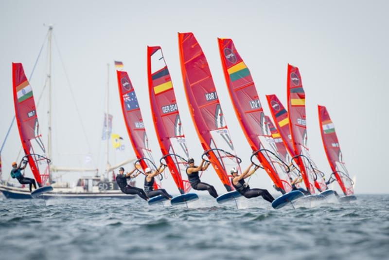 At home on Kiel's eastern shore for the first time: the iQFoils with fast-paced races - photo © Sascha Klahn