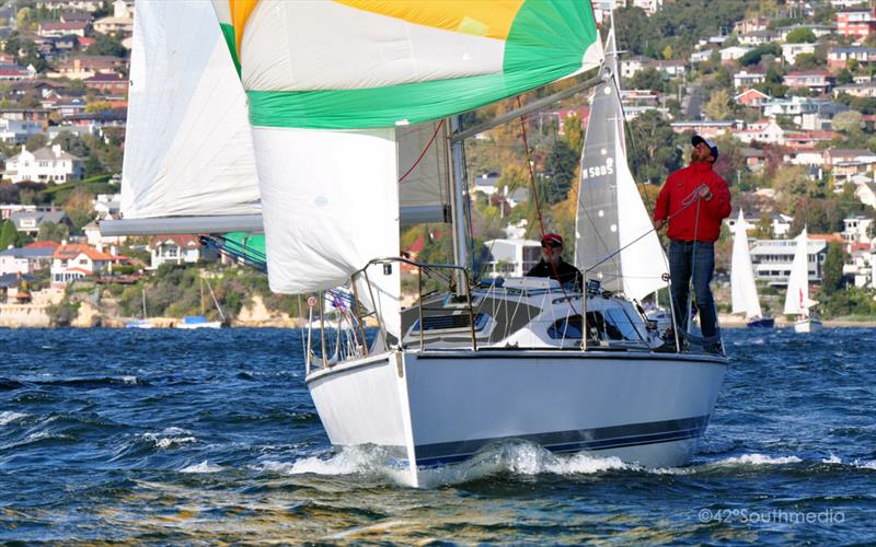 Chris Sheehan and Troy Grafton sailing Saga in Division 1 photo copyright 42 S media.com taken at Derwent Sailing Squadron and featuring the IRC class