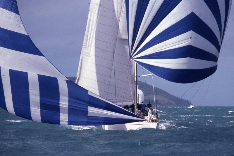 Maxi Ragamuffin - originally Bumblebee IV - sails downwind under spinnaker and blooper at the inaugural Hamilton Island Race Week in 1984. The yacht will celebrate its 40th birthday at Race Week this year - photo © Sandy Peacock