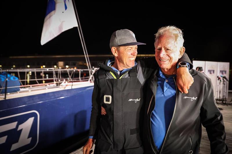 Black Jack Skipper Mark Bradford (left) with Owner Peter Harburg after the hard-fought victory - Rolex Sydney Hobart Yacht Race photo copyright Salty Dingo taken at Cruising Yacht Club of Australia and featuring the IRC class