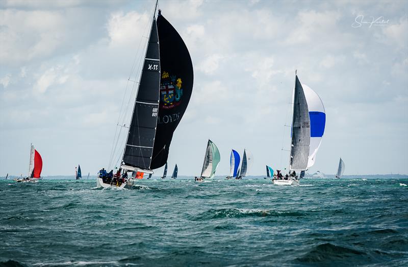 Sailing up the Eastern end of the Solent during the Round the Island Race 2022 photo copyright Sam Kurtul / www.worldofthelens.co.uk taken at Island Sailing Club, Cowes and featuring the IRC class