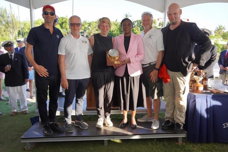 Sailors from Mara collecting their award at Saturday's prize-giving photo copyright Fran Grenon / Spectrum Photo taken at Beverly Yacht Club and featuring the IRC class