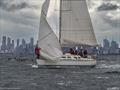 Duxelle changing jib during the Women's Helm, Navigator, and Radio Operator Race (WHNR)  © Cas Bukor