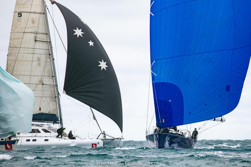 Roamance and V5 in full flight just before the first rounding mark - New Caledonia Groupama Race - photo © Nic Douglass @SailorGirlHQ