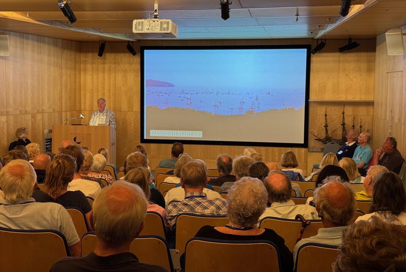 One of the founders, Colin Drummond presenting at the National Maritime Museum Cornwall - Celebrating 50 years of the Azores and Back race - photo © RCYC