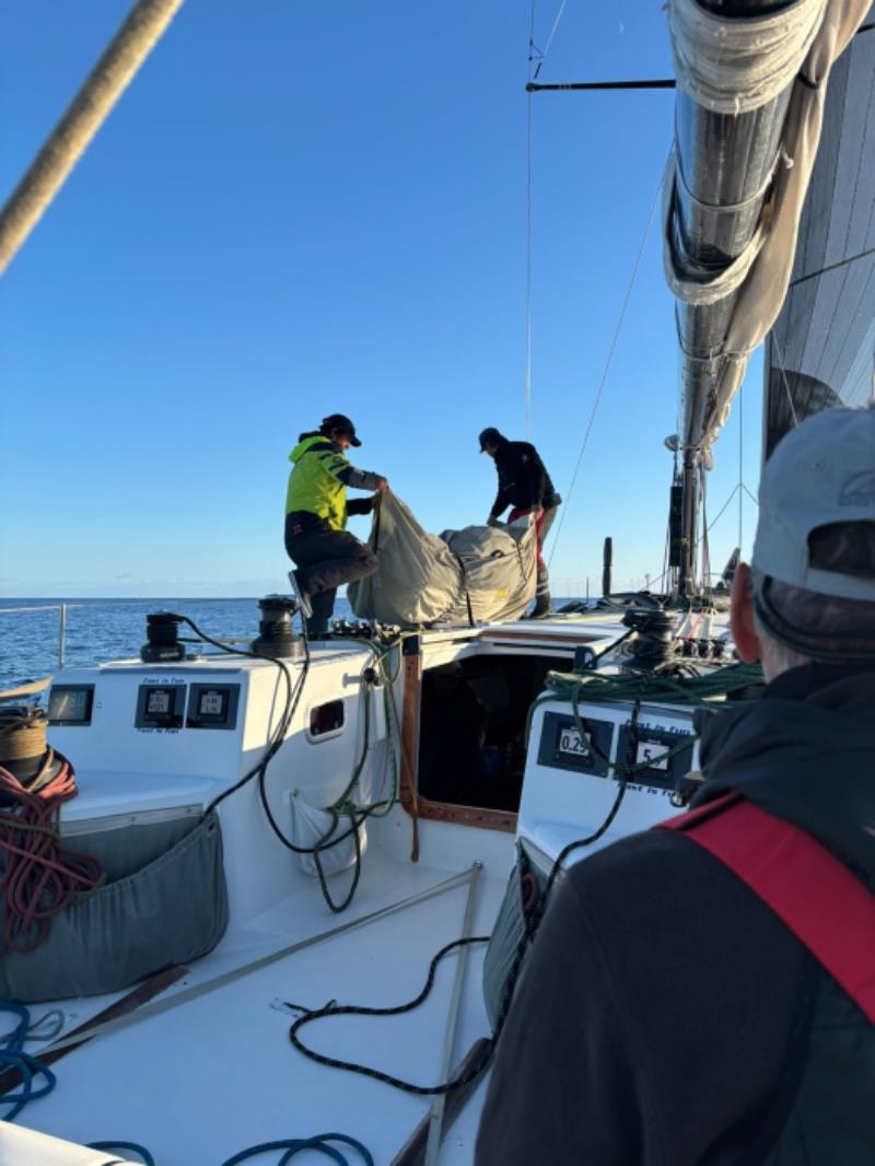 Yet another sail change on Antipodes - 2025 Sydney to Auckland Ocean Race photo copyright Antipodes taken at Royal Prince Alfred Yacht Club and featuring the IRC class