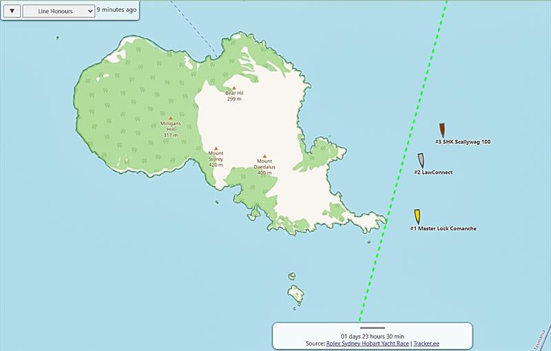 Race leaders at 1300hrs off Schouten Island - Rolex Sydney Hobart - December 28, 2025 - photo © CYCA