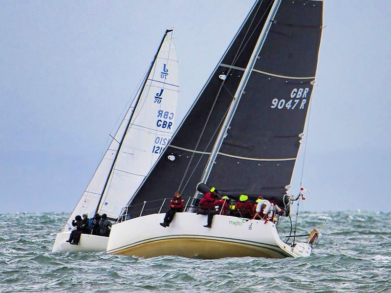 Mojito Bach getting ahead of Mojito just after the start of race 2 - Pwllheli Autumn Challenge Series week 4 photo copyright Paul Jenkinson taken at Plas Heli Welsh National Sailing Academy and featuring the J109 class