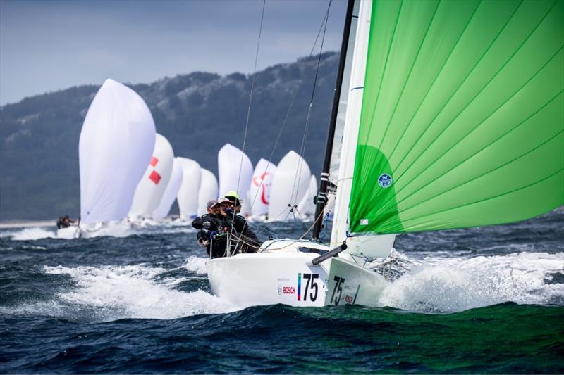 Krzysztof Krempec's “EWA” (POL) on day 1 of the 2018 J/70 Europeans at Vigo, Spain - photo © Maria Muina / 2018 J70 European Championship