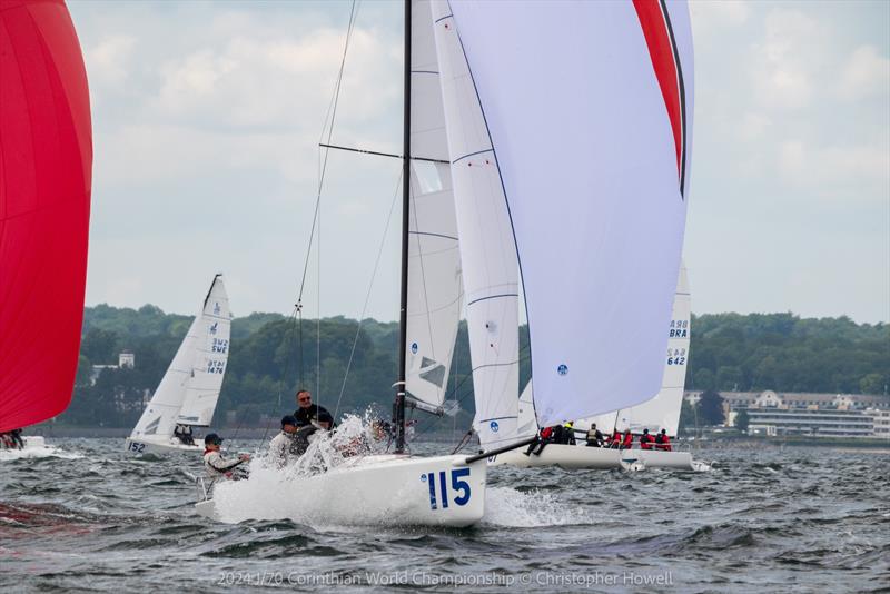 Great Britain's Ian Dobson, Charlie Thompson, Oli Wells, Simon Potts and Margarida Lopes during the J/70 Corinthian Worlds - photo © Christopher Howell