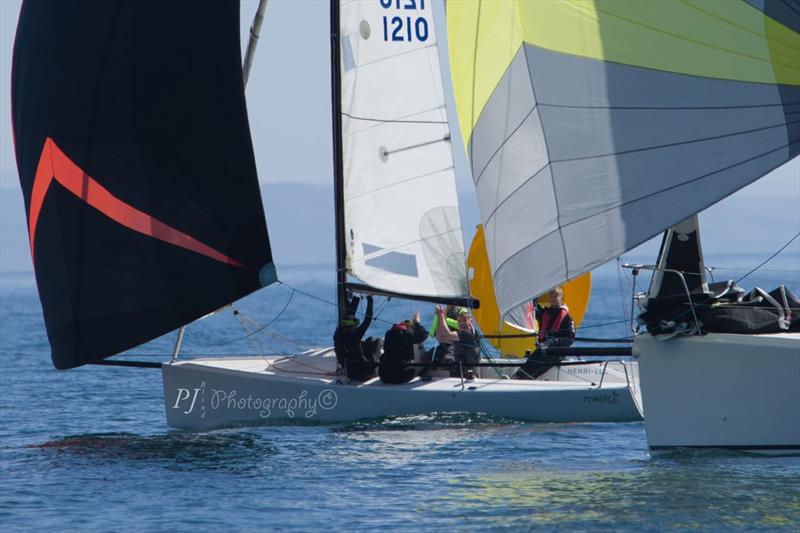 Mojito Bach and Andromeda crossing the line together - Musto ISORA Welsh Coastal Race and tuning weekend at Pwllheli - photo © Paul Jenkinson