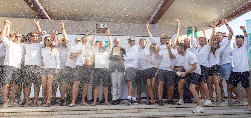 The crew of the J Class winner Svea at this afternoon's Maxi Yacht Rolex Cup 2022 prizegiving photo copyright IMA / Studio Borlenghi taken at Yacht Club Costa Smeralda and featuring the J Class class