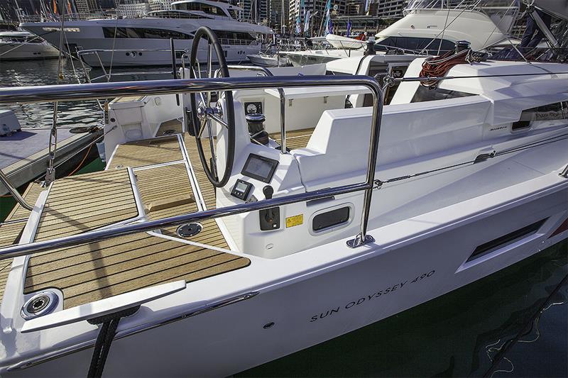 The ramps that take you up from the cockpit level to the deck - Jeanneau Sun Odyssey 490 - photo © John Curnow