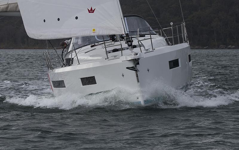Volume afforded by the step that the chine creates, and she is virtually as beamy at the quarters as she is at the V1s - Jeanneau Sun Odyssey 490 - photo © John Curnow