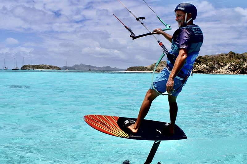 Steve foiling in the Tobago Cays photo copyright Sailing Wildside taken at  and featuring the Kiteboarding class