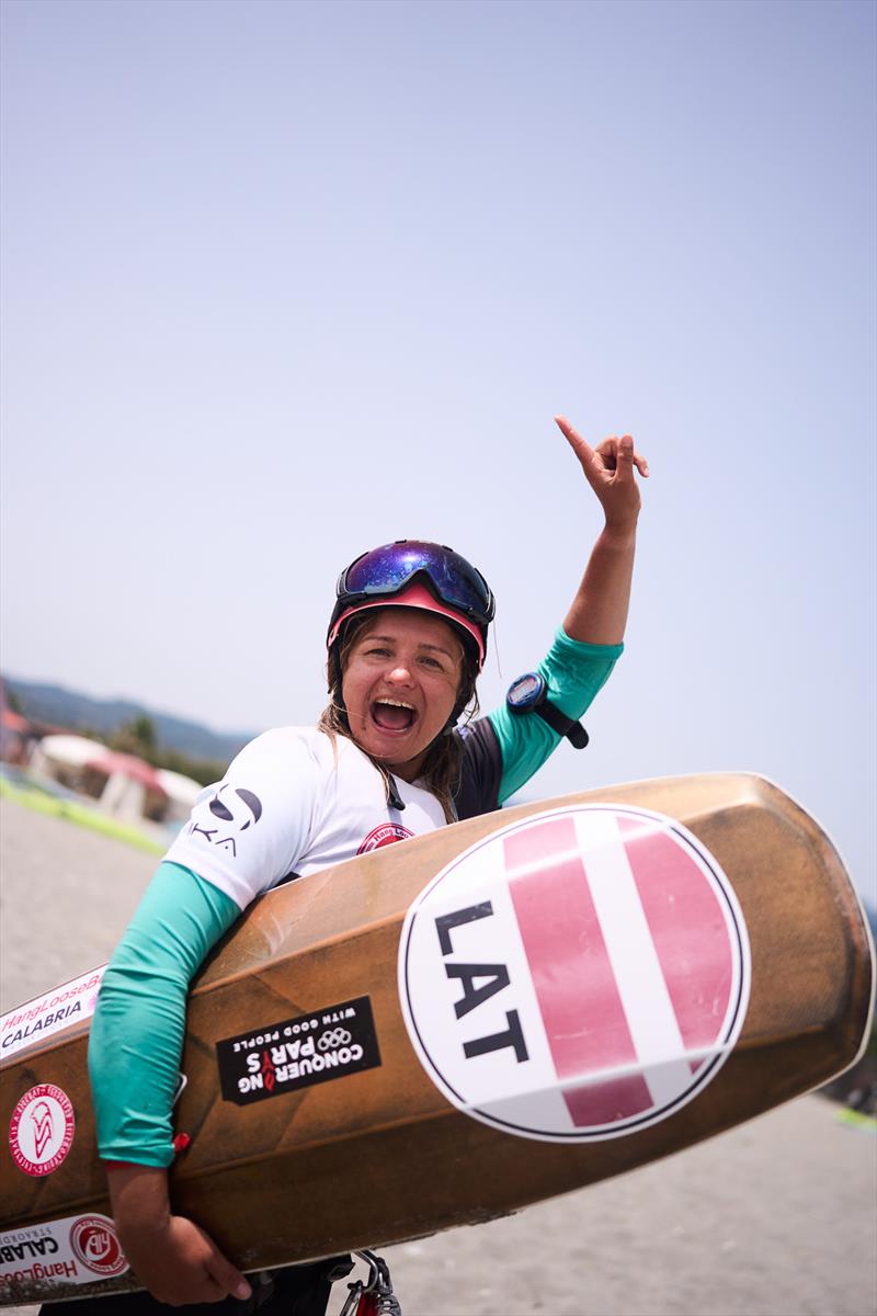 Aija Ambrasa is thrilled to have won a title in kitefoiling - 2024 Youth and Masters' Kitefoil World Championships - photo © IKA media/ Robert Hajduk