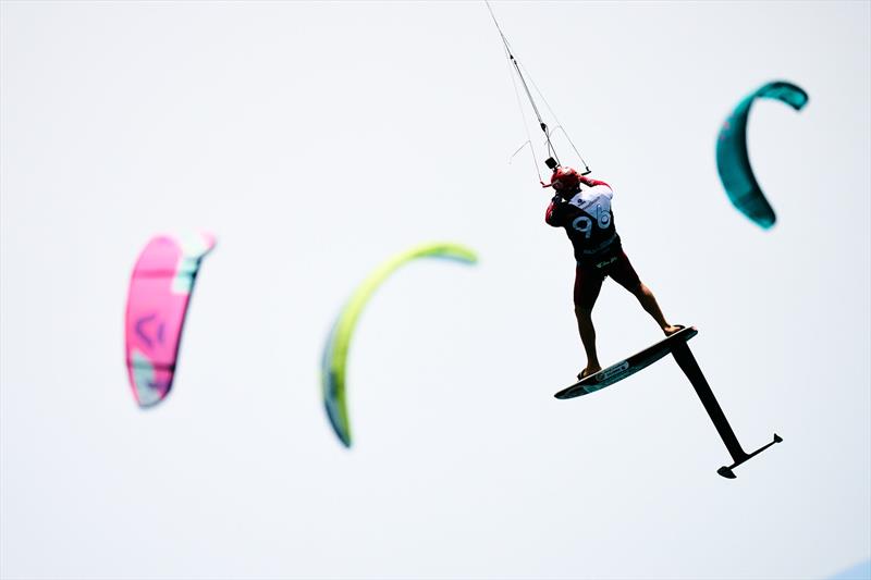 Ejder Ginyol flying high after defending his title - 2024 Youth and Masters' Kitefoil World Championships - photo © IKA media/ Robert Hajduk
