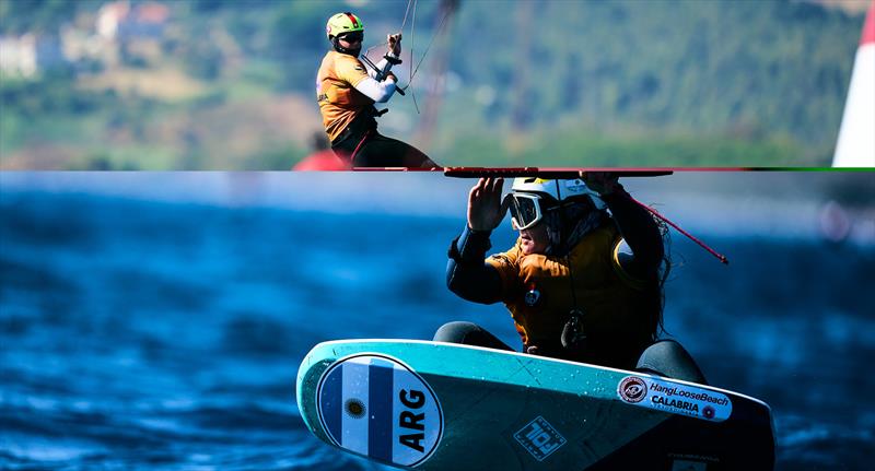 Jan Voester [GER] leading Gian Stragiotti [SUI] around the mark - Catalina Turienzo on fire - 2024 Formula Kite Youth Worlds - photo © IKA media/ Robert Hajduk