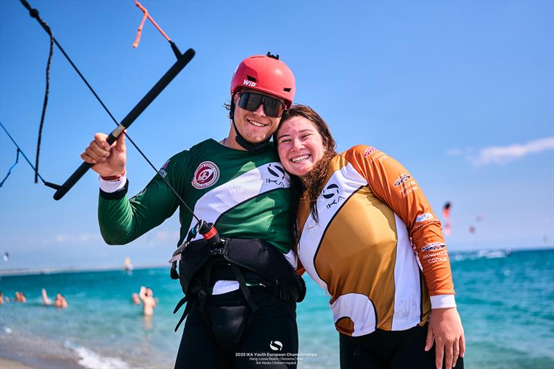 Koska and Atakan enjoying the moment - 2025 IKA Youth European Championships  - photo © IKA Media / Robert Hajduk