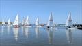 The Open Fleet line up to start in the first Keyhaven Yacht Club Wednesday Evening Race of 2026 &copy; Mark Jardine