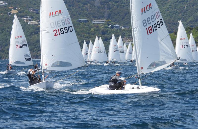 Luke Deegan leads Tom Saunders - NZ ILCA National Championships - Day 4, Queen Charlotte Yacht Club, Picton, January 23, 2022 - photo © Christel Hopkins