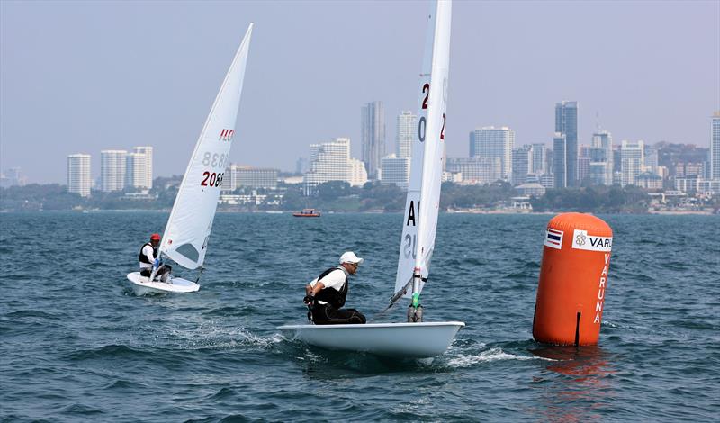 Australia's John Sweeny rounds the windward mark on day 1 of the Open Masters Championship 2026 - photo © James Young