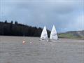 The leading pair sailing fast! Finn Harris just ahead but caught by Toby right on the line during the Solway Yacht Club Easter Weekend &copy; Richard Bishop
