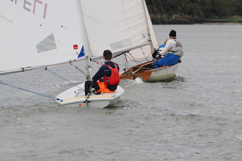 Steve Gaughan and Paul Bannister (Osprey) lead Toby Iglehart early in Race 2 during Solway Yacht Club's Easter River Races - photo © Margaret Purkis